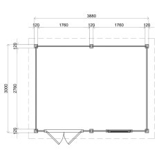 4m X 3m Lugarde Cardiff Pent Summerhouse In 28mm & 44mm Wall Thickness - Brown - dimensions