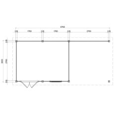 7m X 3m Lugarde Newport Pent Summerhouse With Side Canopy In 28mm & 44mm Wall Thickness - dimensions