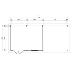 7m X 3m Lugarde Newport Pent Summerhouse With Side Canopy In 28mm & 44mm Wall Thickness - Black - dimensions