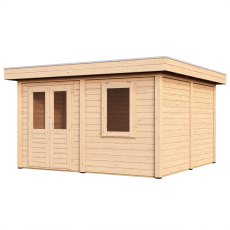 4m x 4m Lugarde Bristol Pent Summerhouse In 28mm & 44mm Wall Thickness - isolated angle view, doors closed