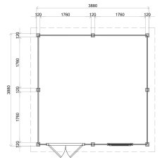 4m x 4m Lugarde Bristol Pent Summerhouse In 28mm & 44mm Wall Thickness - footprint