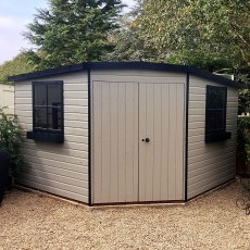 8 x 8 Shire Murrow Tongue And Groove Premium Corner Shed - in situ