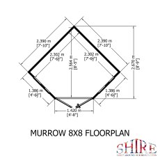 8 X 8 Shire Murrow Tongue And Groove Premium Corner Shed - footprint