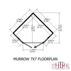 7 X 7 Shire Murrow Tongue And Groove Premium Corner Shed - footprint