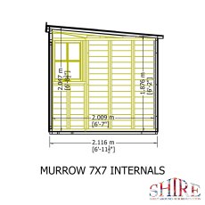 7 X 7 Shire Murrow Tongue And Groove Premium Corner Shed - internal view