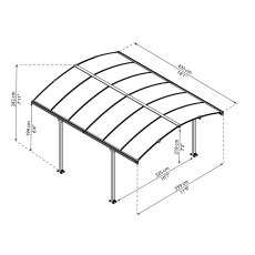 12 x 14 Palram Canopia Tucson 4300 Grey Garden Gazebo - dimensions