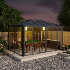 10 X 15 Palram Canopia Ledro 4300 Enclosed Gazebo (2.96m x 4.3m) - in situ, angle view