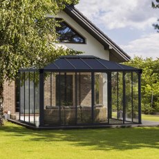 10 X 15 Palram Canopia Ledro 4300 Enclosed Gazebo (2.96m x 4.3m) - in situ, angle view