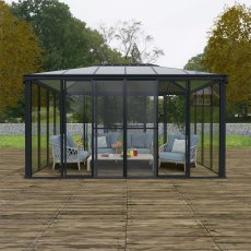 10 X 15 Palram Canopia Ledro 4300 Enclosed Gazebo (2.96m x 4.3m) - in situ, front view