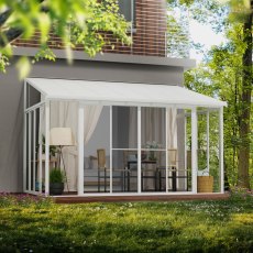 10 x 14 (3m X 4.2m) Palram Canopia SanRemo Verandah White Sun Room - in stiu, front view