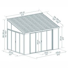 10 x 14 (3m X 4.2m) Palram Canopia SanRemo Verandah White Sun Room - dimensions