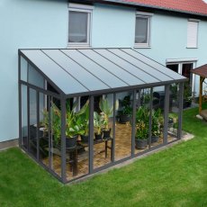 10 x 14 (3m X 4.2m) Palram Canopia SanRemo Verandah Grey Sun Room - in situ, angle view, top