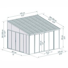 12 x 14 Palram Canopia SanRemo Verandah White Sun Room - dimensions