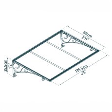 Palram Canopia Venus 1350 Door Canopy Clear 5x3 - dimensions