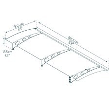 Palram Canopia Garamond 2050 Grey Door Canopy 7x3 - dimensions