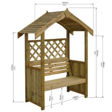 Rowlinson Salisbury Garden Arbour Seat - dimensions