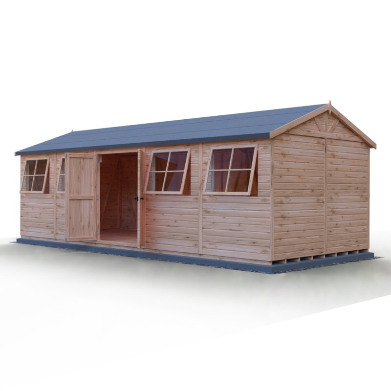 10x25 Shire Mammoth Professional Shed - isolated angle view, doors open