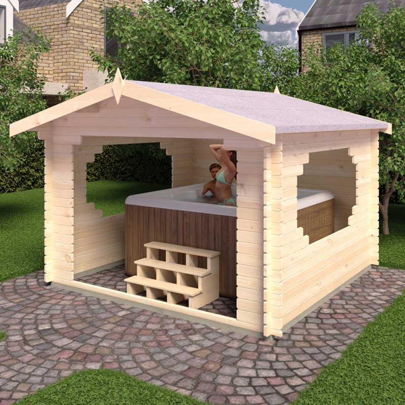 11G x 11 Shire Bere Log Cabin (28mm Logs) - in situ