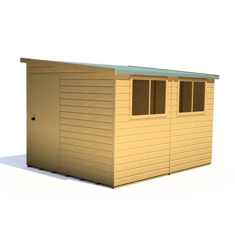 10x8 Shire Norfolk Professional Pent Shed - isolated angle view