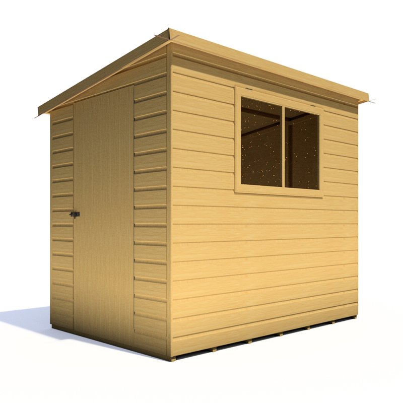 7x5 Shire Caldey Professional Pent Shed - isolated angle view