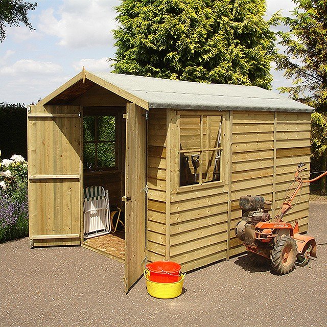 10 X 7 Shire Overlap Pressure Treated Shed - Double Doors - Elbec ...