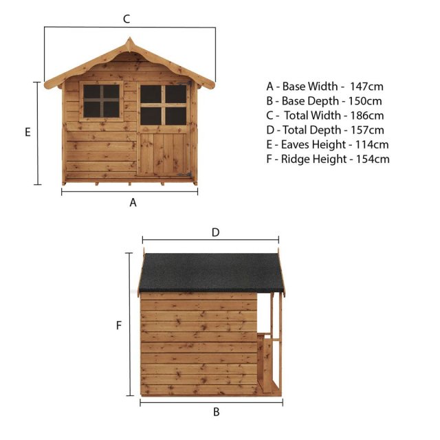 5 x 5 (1.49m x 1.51m) Mercia Poppy Playhouse - elbec garden buildings