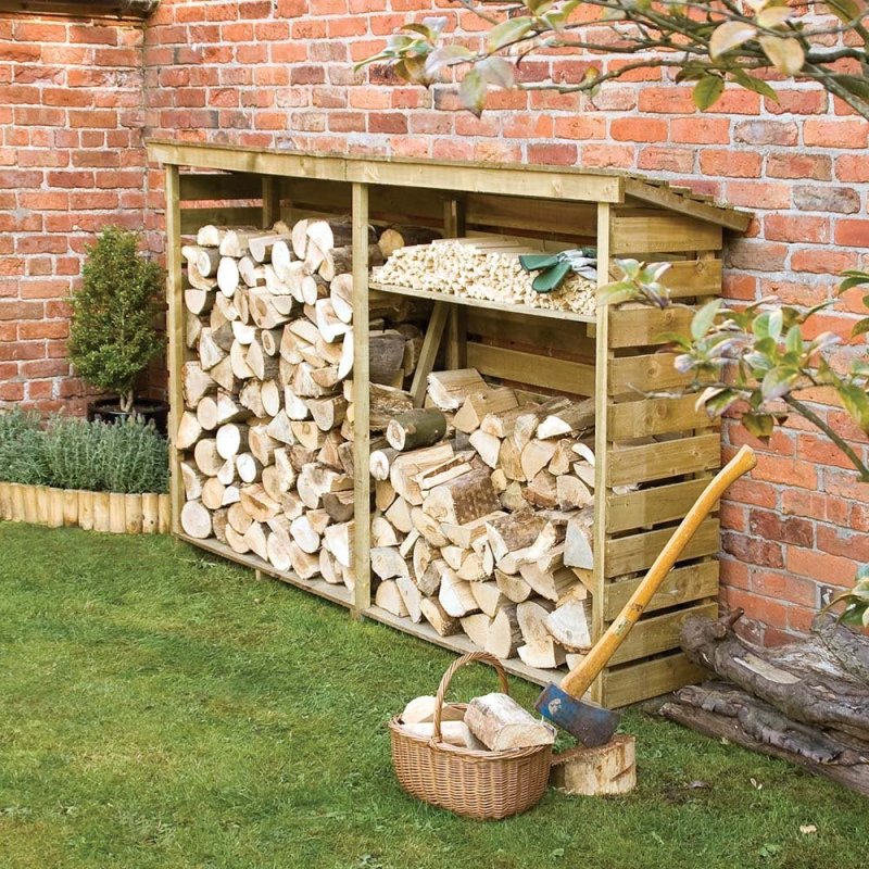 8 x 2 Rowlinson Large Log Store with Shelf - in situ