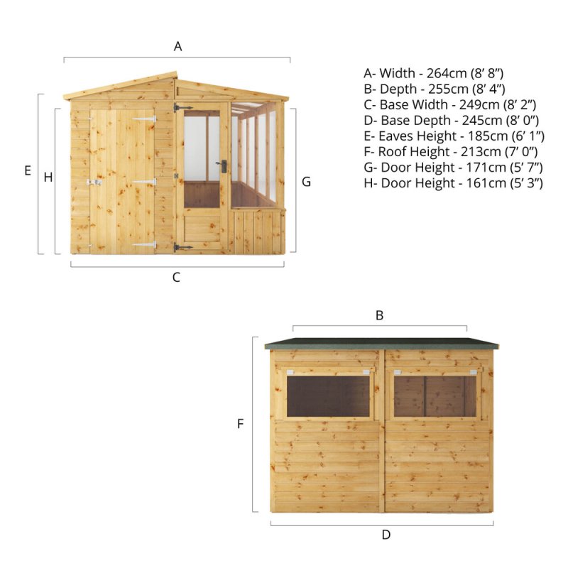 8 x 8 Mercia Premium Combi Greenhouse - elbec garden buildings