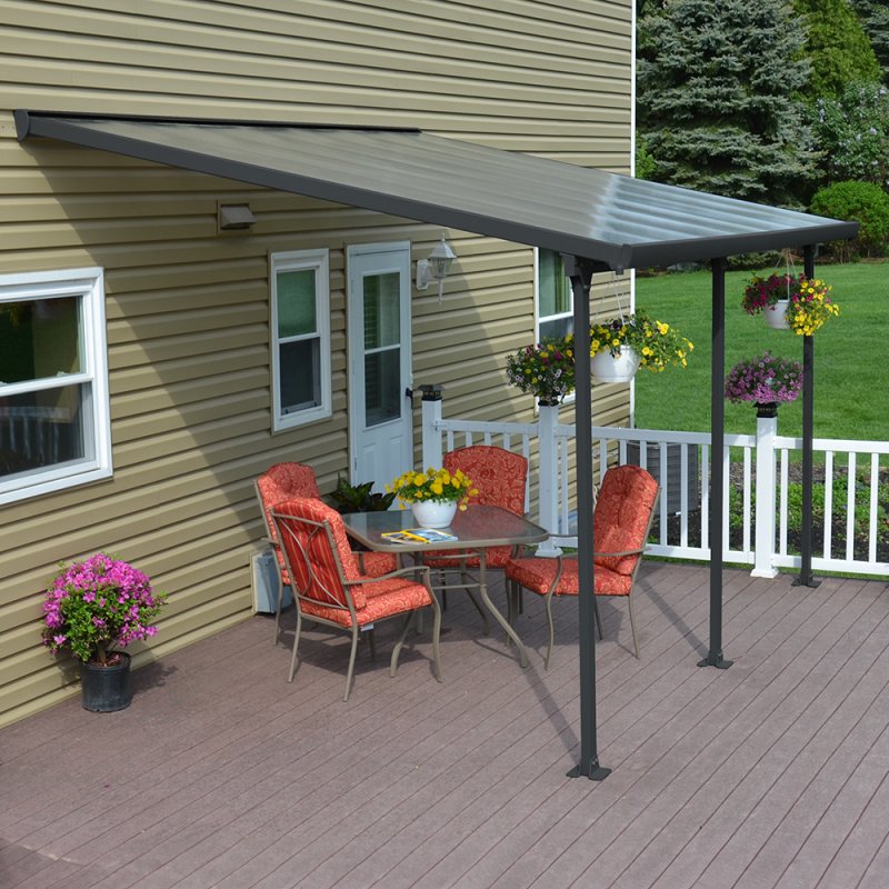 10 x 14 Palram Canopia Feria Patio Cover Grey With Clear Panels - in situ