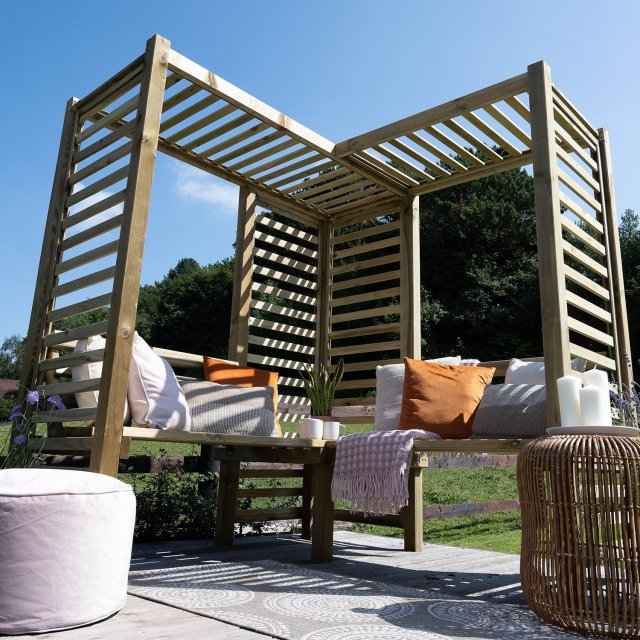 Forest Firenze Corner Garden Arbour Seat - Pressure Treated - 5’11 X 5 ...