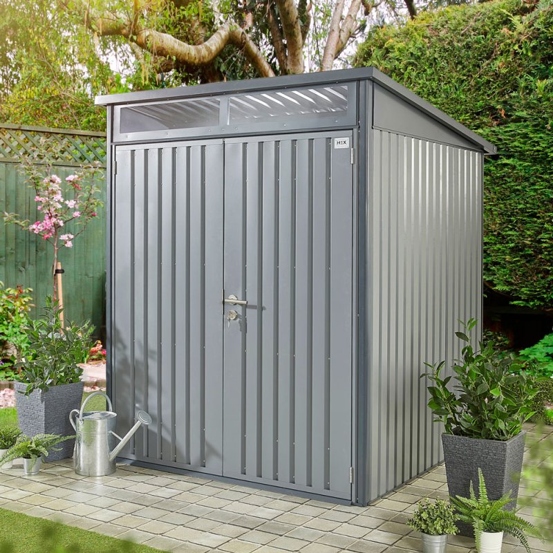 Hex Living 6 x 6 Hex Living Hixon Pent Metal Shed in Anthracite Grey