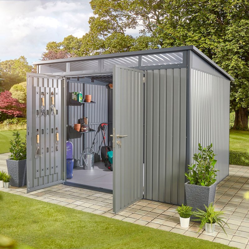 Hex Living 10 x 6 Hex Living Hixon Pent Metal Shed in Anthracite Grey