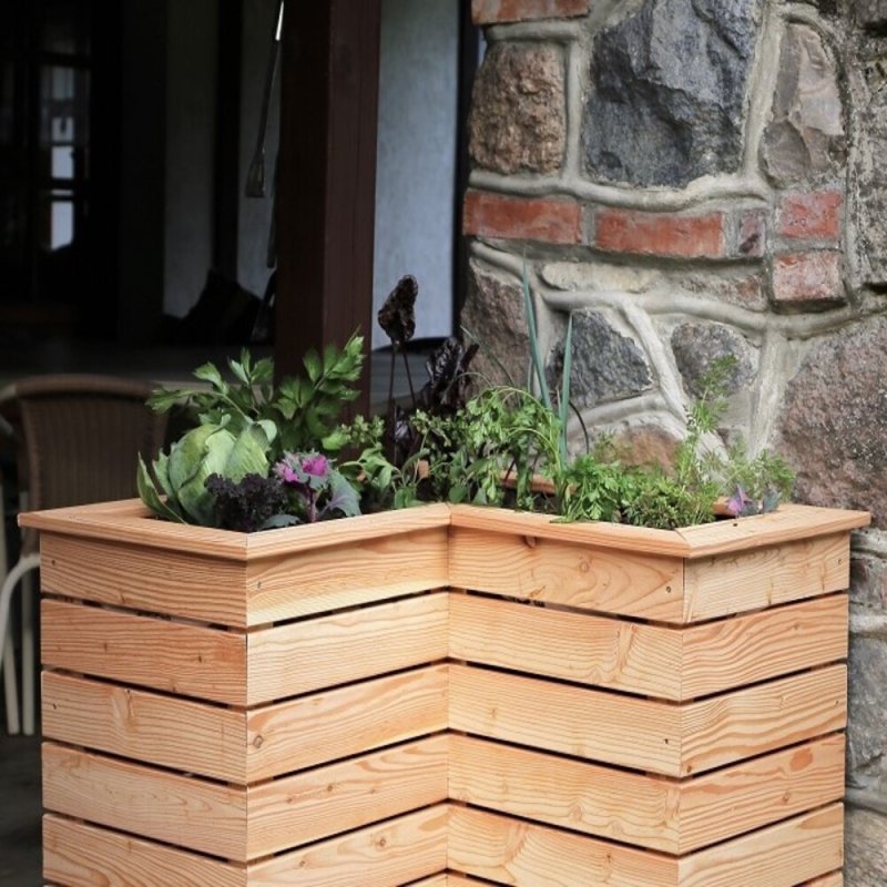 Shire Tina Larchwood Planter - in situ, front view