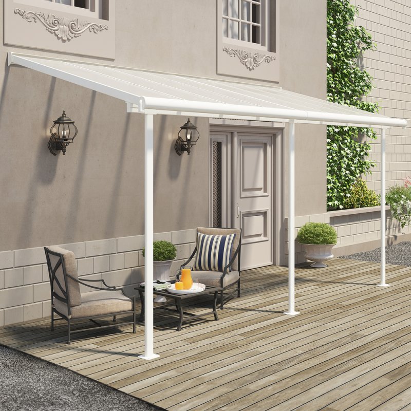 7x15 Palram Canopia Sierra White Clear Patio Cover - in situ