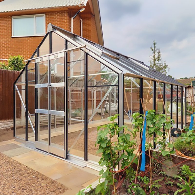 Elite Titan 1000 10x14 Greenhouse in Silver Aluminium with optional Black Bar Capping