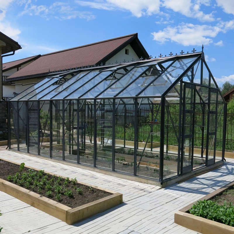 Elite Titan 1000 10x20 Greenhouse in optional Graphite Powder Coating with additional extras